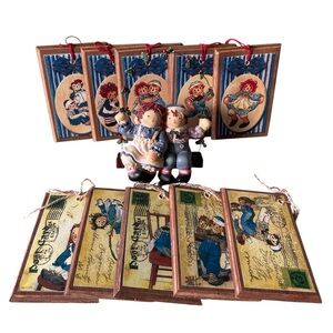 Raggedy Ann & Andy Holiday Vintage Style Christmas Ornaments